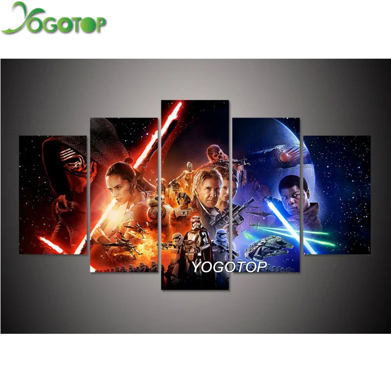 

YOGOTOP DIY Diamond Painting Cross Stitch Kits Full Diamond Embroidery 5D Diamond Mosaic Needlework Star Wars 5pcs ML141