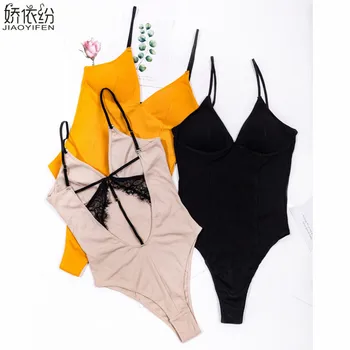 

JYF New Screw Sleeveless Cotton Onesies Sleepwear Sexy V-neck Lace Backless Transparent Mesh Cozy Soft Women's Pajamas