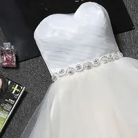 Holievery милое платье из тюли для выпускников с поясом, украшенным кристаллами, Vestido Graduacion вечерние платье короткие платья - Цвет: Слоновая кость