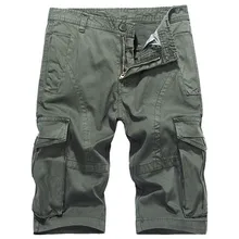 AGRADECIDO Чистый хлопок промывают мульти-карман рабочие униформы военные больше чем карман бермуды para hombre мужские шорты