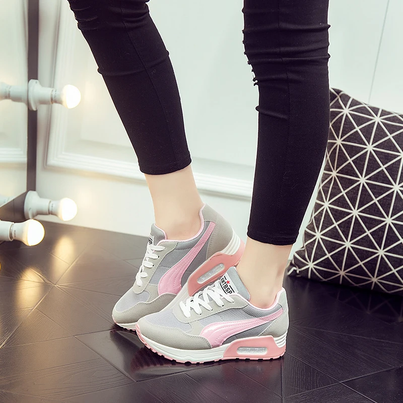 

2016 Spring & Summer Korean style fashion women Air walking shoes height increasing breathable sport women casual shoes ST782