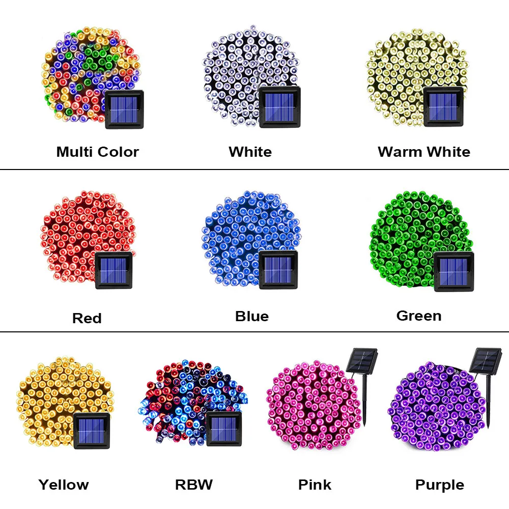 100 светодиодный Сказочный светильник на солнечной батарее, уличный светильник, водонепроницаемый гирляндовый светильник для патио, садовый светильник на солнечной батарее, Рождественский Декор для дома