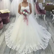 Ball Gown Princess 2017 Wedding Dresses Spaghetti Straps Lace Tulle Floor Length Bridal Gowns Vestido de Noiva Custom Made