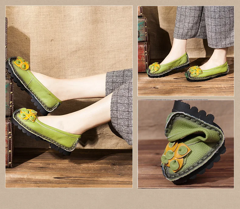 Ltart/Женская обувь ручной работы из натуральной кожи; тонкие туфли в национальном стиле; обувь в горошек; Мокасины с мягкой подошвой; ZXW-586