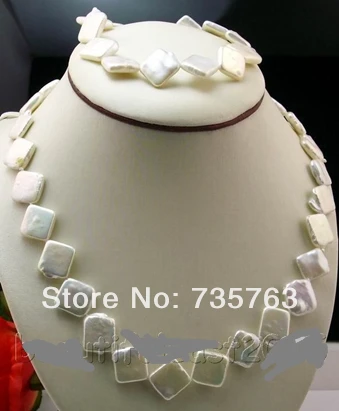 

xiuli 00270 Big irregular Baroque Nuclear pearl 13-16mm necklace&bracelet sets 925s clasp