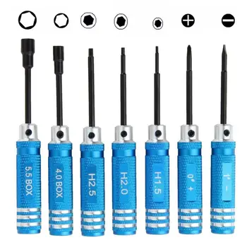 

7Pcs Hex Screw Driver Tools Kit Nut Key Wrench Different Size For RC Helicopter plane Car Blue