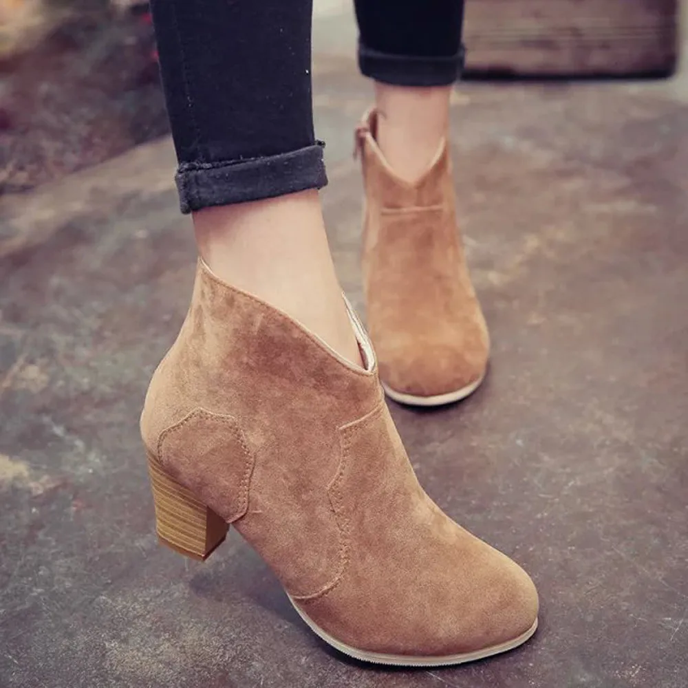 

2017 Autumn And Winter Fashion 100% Natural Fur Women Short Cylinder Boots High Heels Boots Shoes Martin Boots Ankle Boots