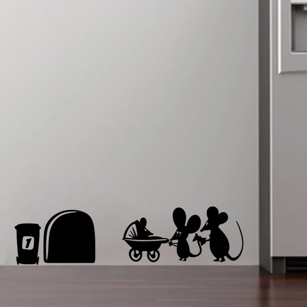 Mäuse Wandaufkleber Lustige Home Decor Kreative Aufkleber Selbstklebende Vinyl Wandtattoos Tiere(China (Mainland)