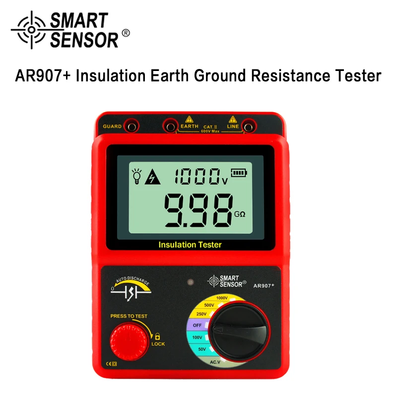 

Smart Sensor AR907+ 50V-1000V Megger Insulation Earth Ground Resistance Tester Megohmmeter AC / DC Voltmeter Tester