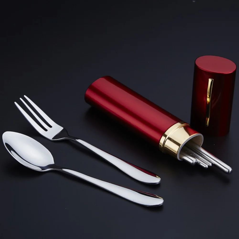 

3PCS/Set Picnic Cutlery Set Stainless Steel Sanitary With Storage Case Outdoor Spoon Fork Tableware Chopsticks Camping Travel