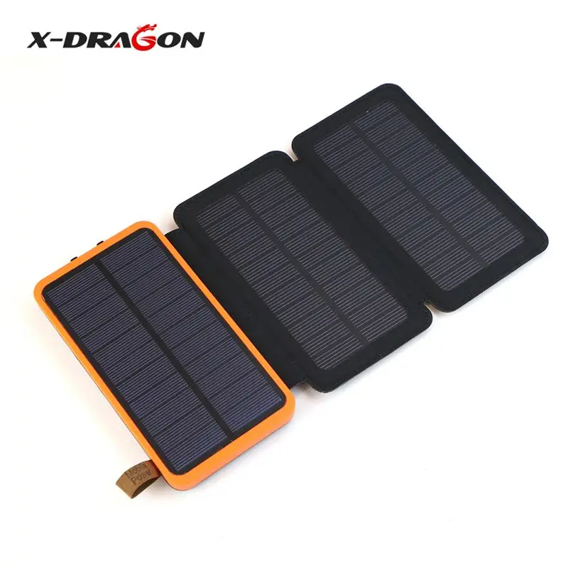 X-DRAGON Настоящее солнечное зарядное устройство аккумулятор 10000 мАч для iPhone 7 7 Plus 6 6s iPad samsung htc huawei Xiaomi htc Coolpad OnePlus - Цвет: orange solar charger