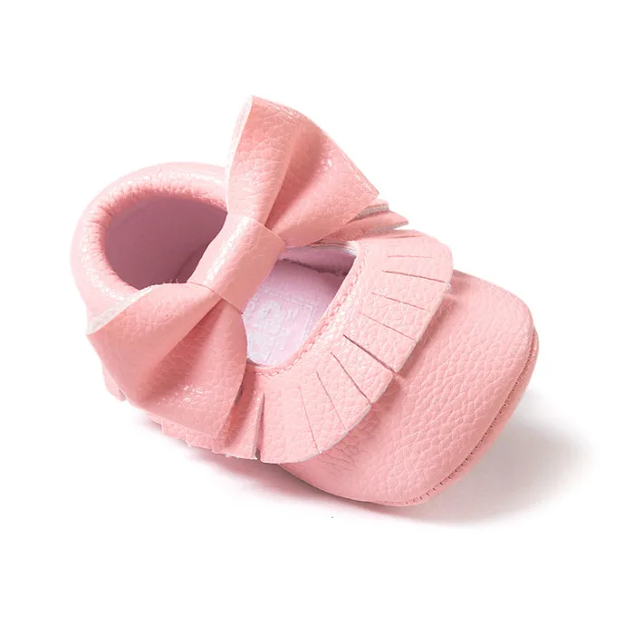 Кроссовки для маленьких мальчиков и девочек с бантом-бабочкой; обувь для малышей; infantil bebe; обувь из искусственной кожи; 0-18 месяцев; CX17C - Цвет: pink