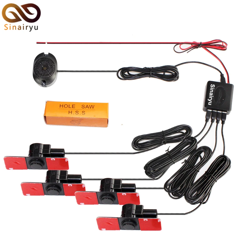 Car Parking Sensors Parktronics 4 Black/Silver/White 13mm Flat Sensors Reverse Backup Radar