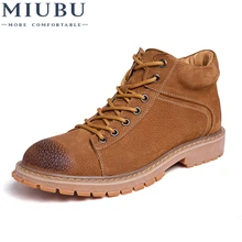 MIUBU/мужские ботинки из натуральной кожи; сезон осень-зима; ботильоны; модная обувь на шнуровке; Мужская винтажная обувь высокого качества