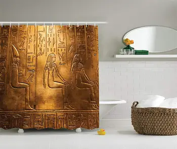 

Egyptian Egyptian Hieroglyphics Old Texts Logographic Alphabetic Elements Design Print Bathroom Shower Curtain Gold