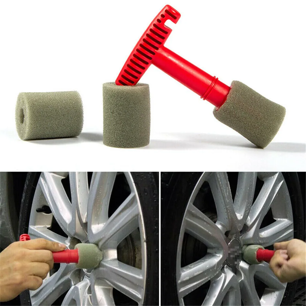 Автомобильные колеса щетка для мытья красный pp детали ручка автомобиля щеточка для чистки emovable вставить губка гайка колеса авто губки мытья инструменты