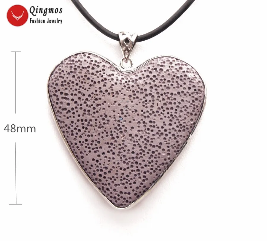 

Qingmos Purple Natural Lava Rock Heart Pendant Necklace for Women with 48mm Lava Rock Necklace Jewelry Choker 17'' Cord nec6490
