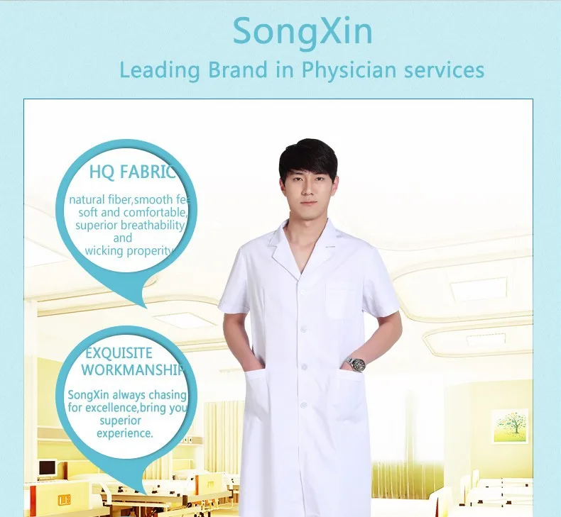 hospital workwear doctor uniform lab coat physician uniformes hospital uniforme medico hot sale for summer