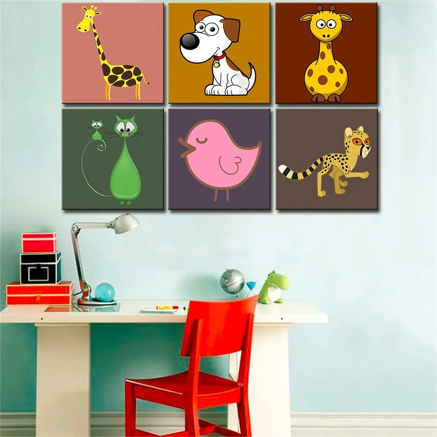 creative-wall-art-Canvas-painting-Oil-Painting-6-pieces-set-Modern-cartoon-animals-wall-pictures-kids (1)