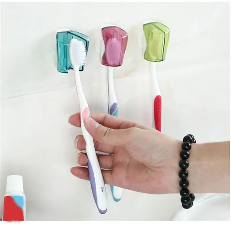 

3pcs Toothbrush Holder Dustproof Wall Mount Suction Cup Toothbrush Cover Rack Cap for Bathroom Travel Home Hotel