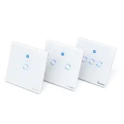 Интеллектуальный выключатель света Sonoff T1 Smart WiFi RF/приложение/сенсорный экран Управление настенный выключатель света 1/2/3 Gang 86 Тип панель