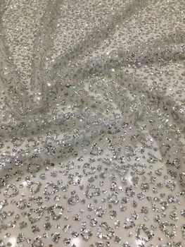 

shining glued glitter african tulle mesh fabric JIANXI.C-11627 for wedding dress/evening dress