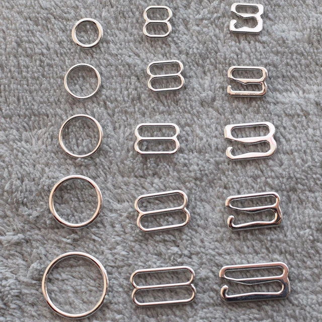 Wholesale 200pcs/lot Silver metal bra strap rings sliders and