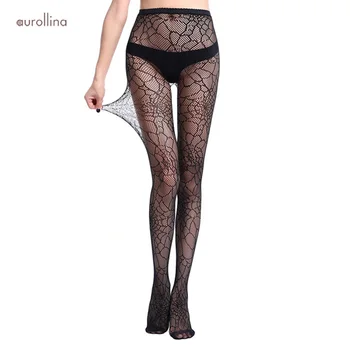 

Black Nylon Sexy Fishnet Pantyhose Jacquard Patterns Hosiery Wild Spider Web Details Lust Lingeries Adult Woman Stockings Tights
