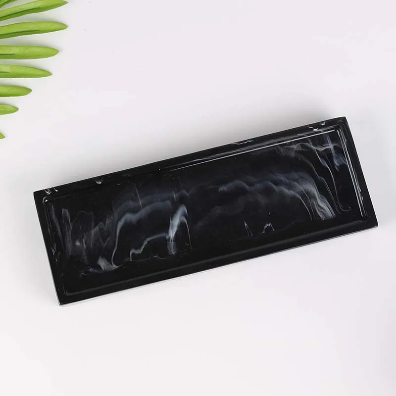 JINSERTA Marbled Storage Tray Resin Jewelry Display Plate Cosmetic Organizer Rectangle Home Restaurant Hotel Serving Tray