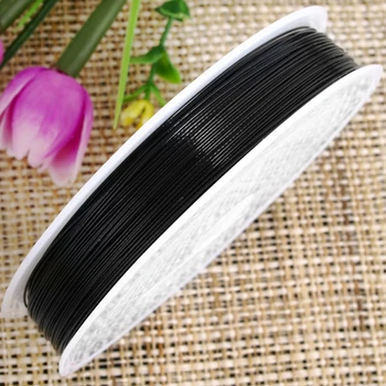 

10Roll Black Jewelry Tiger Tail Beading Wire Cord 0.45mm HOT