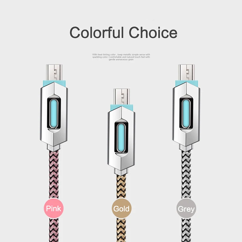 ZRSE светодиодный Micro USB кабель цинковый сплав нейлон быстро синхронизации для