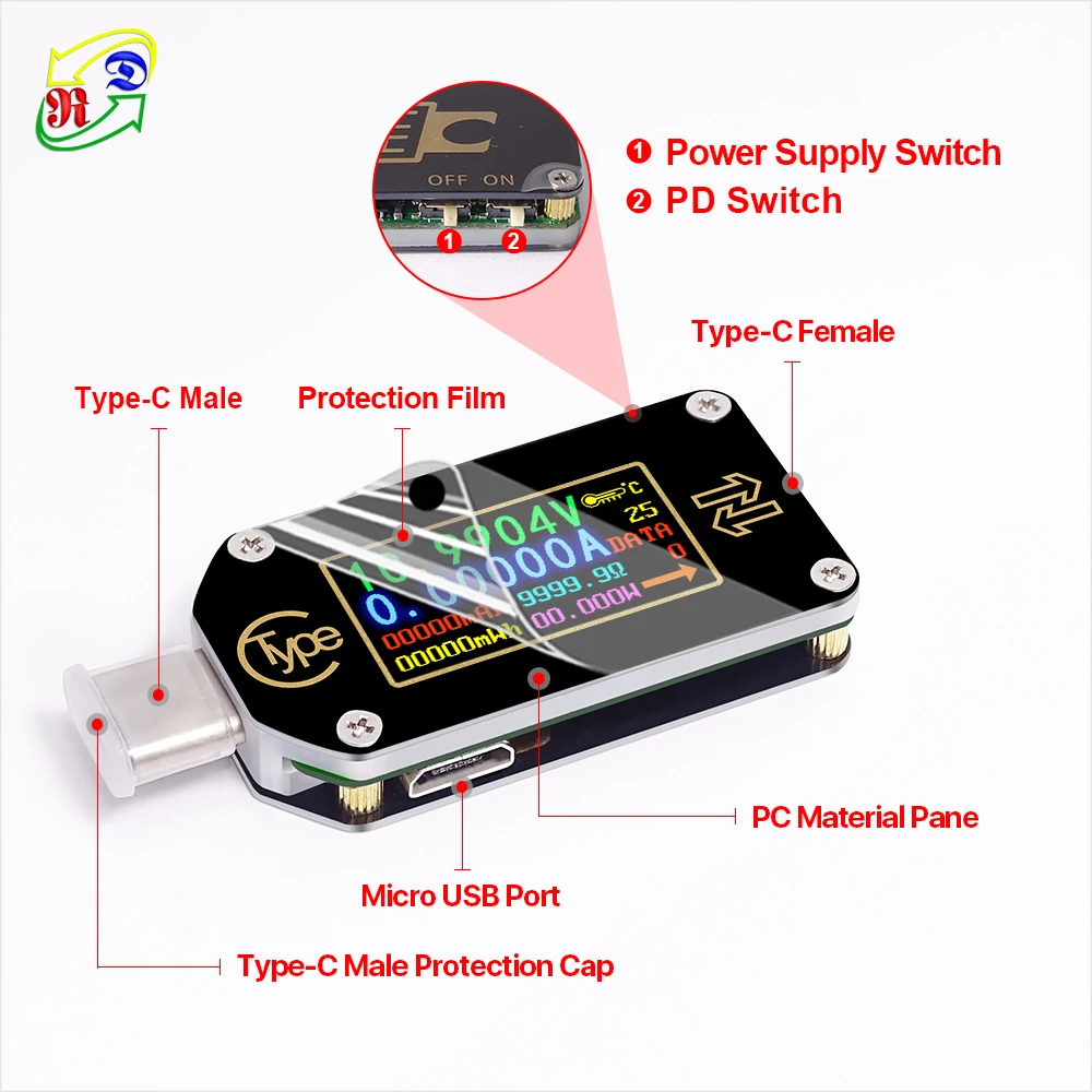 RD TC66/TC66C type-C PD триггер USB-C Вольтметр Амперметр Напряжение 2 способ измеритель тока мультиметр PD зарядное устройство батарея USB Тестер