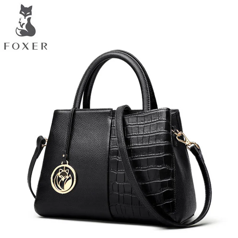 

FOXER brand handbags Leather crocodile pattern handbag Women's Bags 2018 New Europe and America Shoulder Messenger Bag