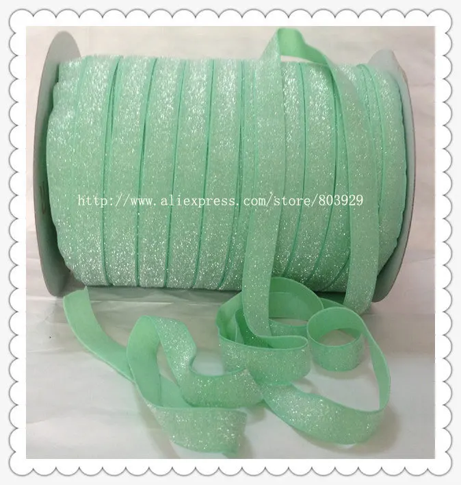 50yards lot Non stretch 1 5 Frosted Mint Glitter Ribbon