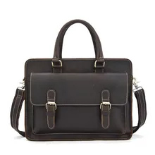 Натуральная кожа Мужская Сумка Bolso Hombre кожаная винтажная сумка для ноутбука деловая Мужская сумка из воловьей кожи портфель Bolso Ordenador