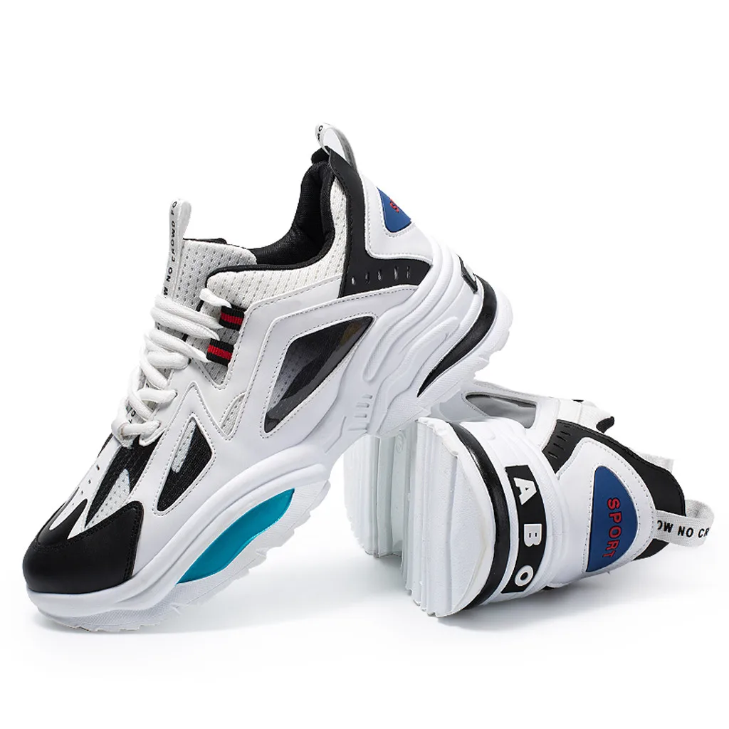 CHAMSGEND Men's trend mesh breathable sports wild color matching wear-resistant shock absorption fashion casual running shoes