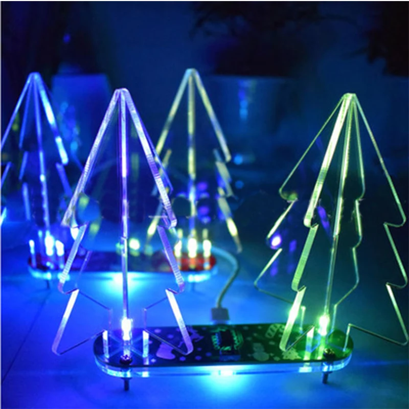 

DIY Full Color Changing LED Acrylic 3D Christmas Tree Electronic Learning Kit