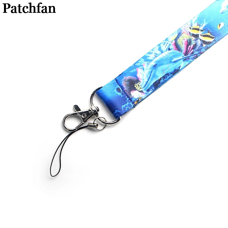 Patchfan Seaworld океан винтажное искусство крутые мужские lanyards ключи в мобильном телефоне ремни Ожерелье держатели карт ленточки A2130