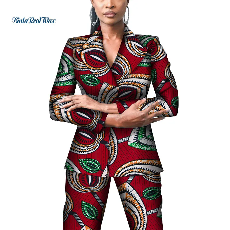 Офисный женский Африканский костюм с принтом и брюки, комплекты Дашики из кусков, 2 штуки, комплекты брюк для женщин, африканская Дизайнерская одежда WY4310 - Цвет: 11