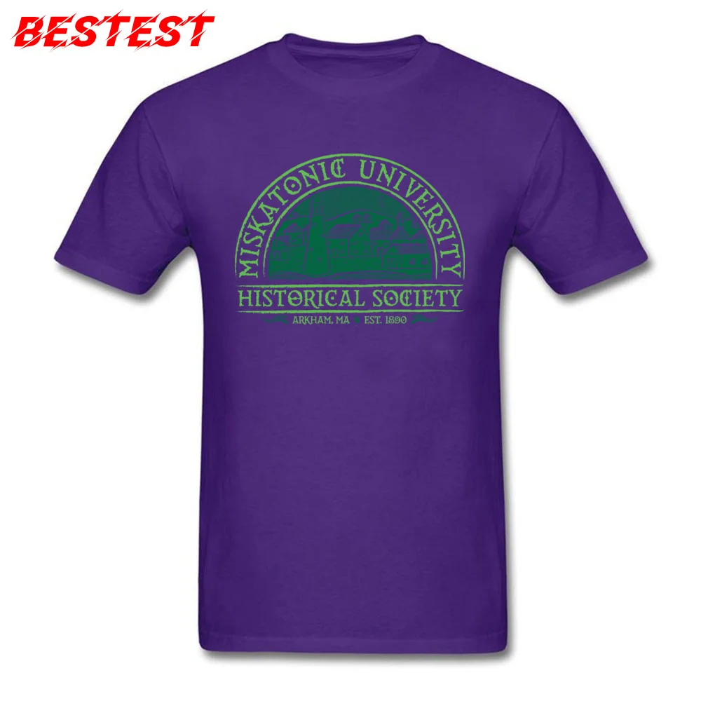 Geek T-shirts Faddish Round Collar Miskatonic Historical Society 100% Cotton Men`s Tops & Tees Funny Short Sleeve Clothing Shirt Miskatonic Historical Society purple