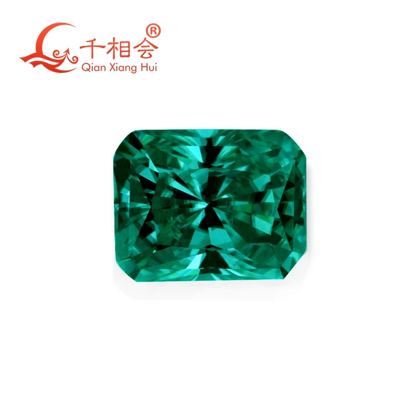 

green color radiant shape dia mond cut Sic material Moissanite loose stone