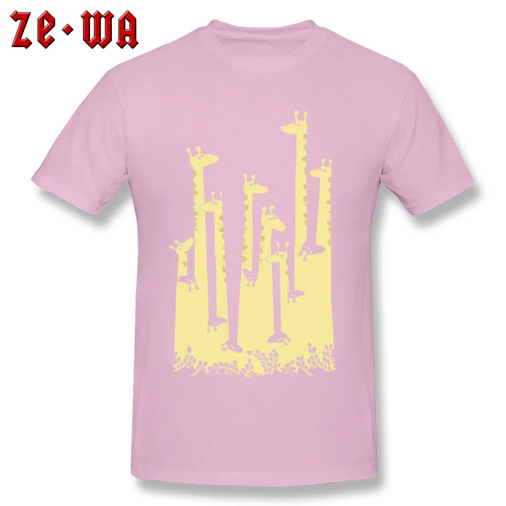 Giraffe Double Vision Slim Fit T Shirts for Men All Cotton NEW YEAR DAY Tops & Tees T-shirts Short Sleeve Company Crew Neck Giraffe Double Vision pink