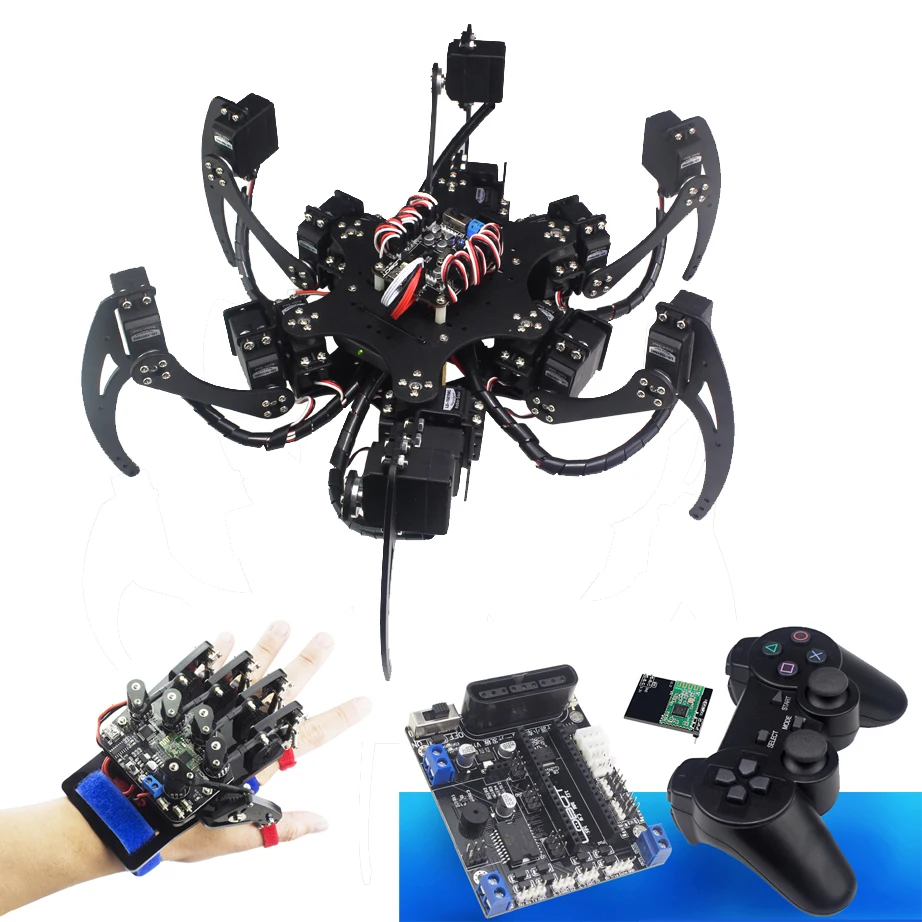 

18 DOF Aluminium Hexapod Spider Six Legs Robot Frame Kit with digital servos and