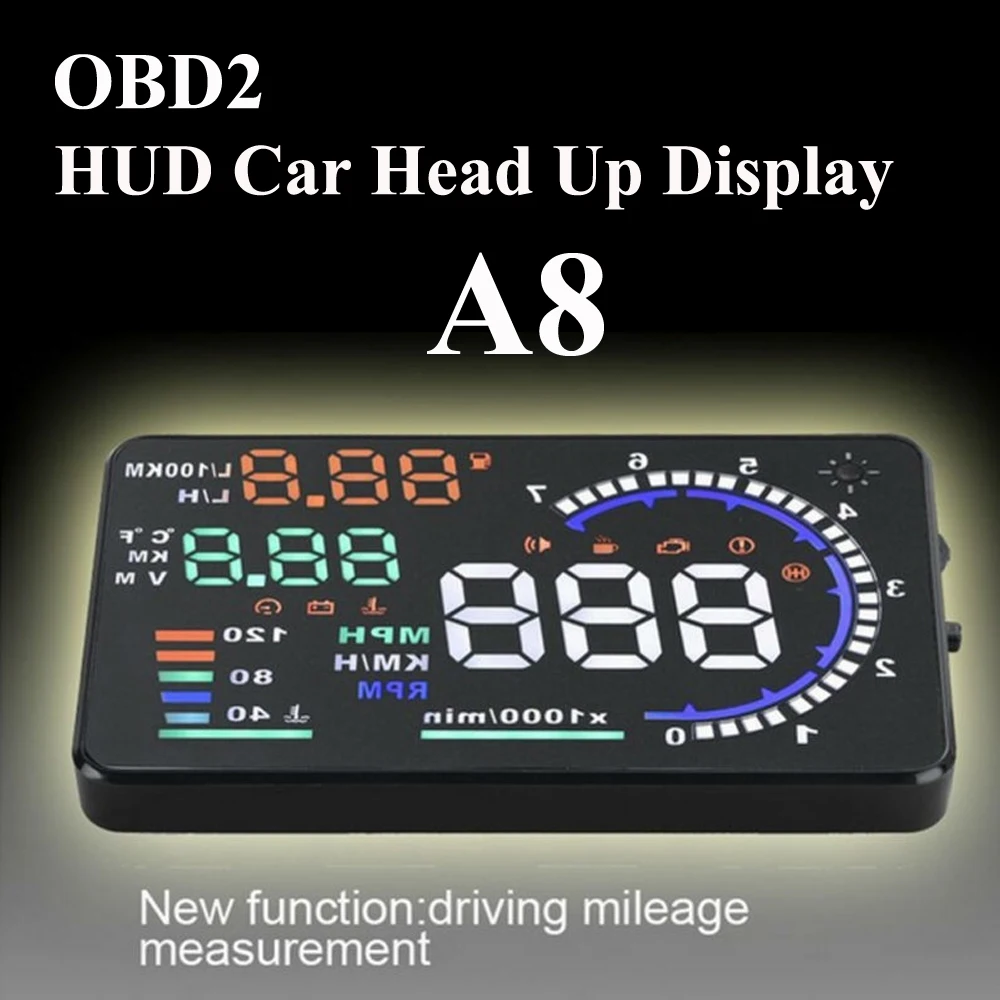 A8 Универсальный 5,5 дюймов Автомобильный HUD Дисплей OBD II 2 Скорость Предупреждение Системы топлива расхода Стайлинг автомобильный Дисплей