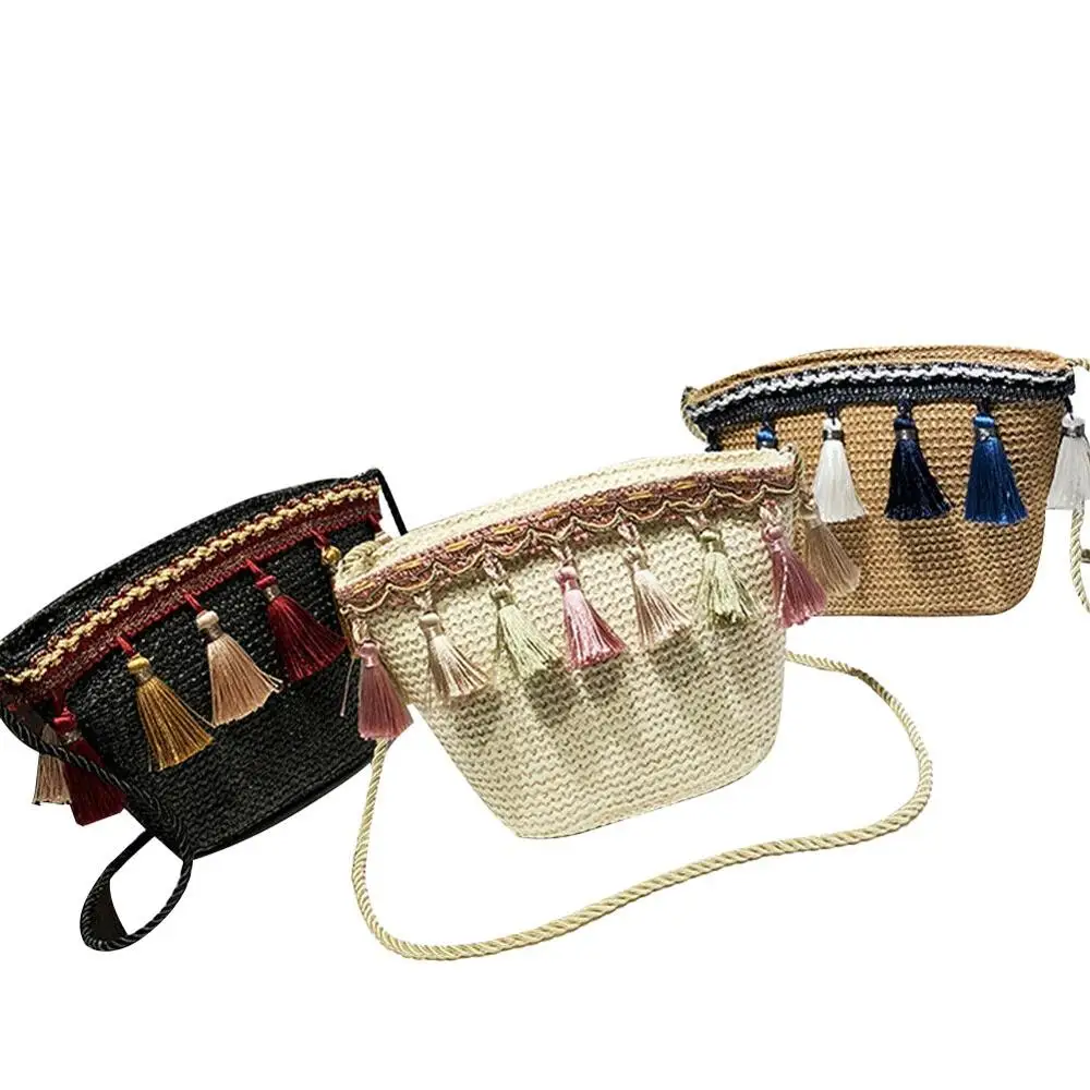 

Bohemian beach bag fashion women's straw bag fashion shoulder bag tassel hand-woven rattan bag