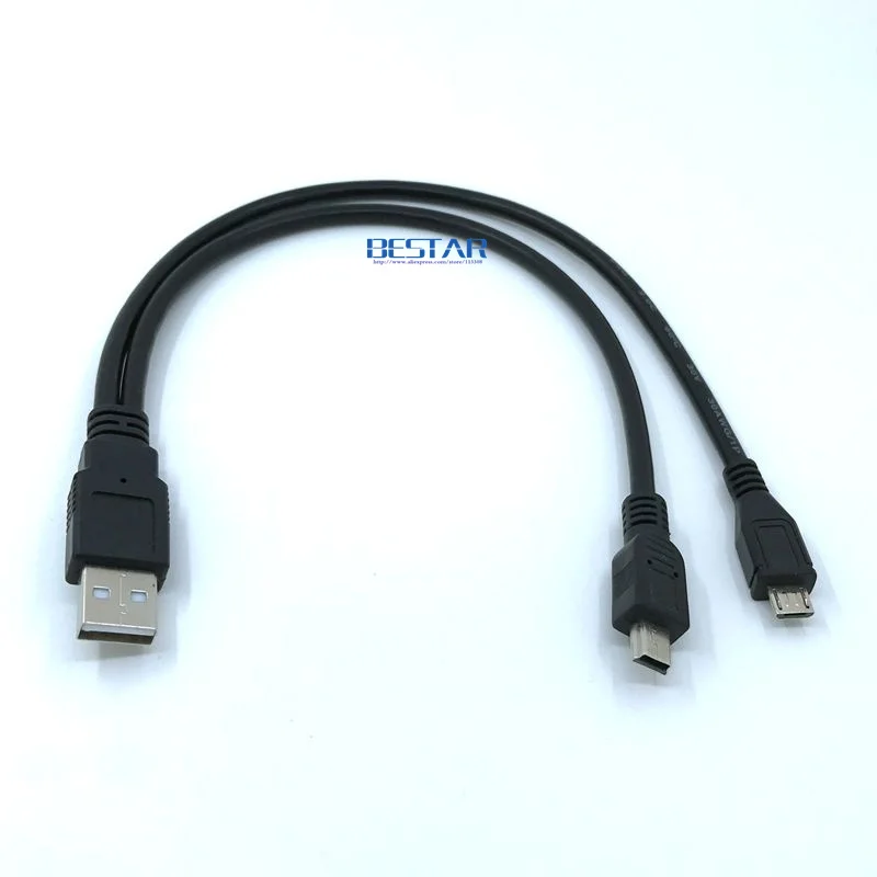 2 в 1 комбо Mini-usb Mini-USB и micro usb 2,0 с эффектом приближения c зарядкой Micro-USB 5 pin разъем кабель Y 30 см 1ft для заряда и синхронизации данных