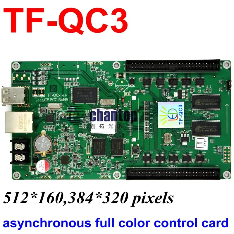 

TF-QC3 USB + network port full color asynchronous led control card 512x160 ,384x320 pixels support video RGB module controller