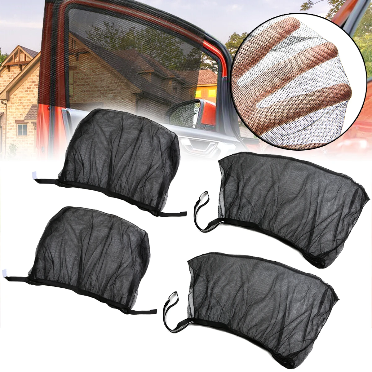 4 шт./компл. большой Размеры автомобилей спереди и сзади козырек от солнца на боковое окно из сетчатой ткани Защитная крышка для УФ-черный автоматический зонт Шторы 80/110*50 см