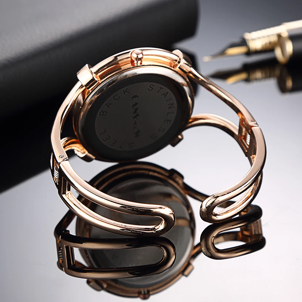 Women Watches Gold Diamond Quartz Bracelet Wrist Watch Big Dial Stainless Steel For Girlfriend