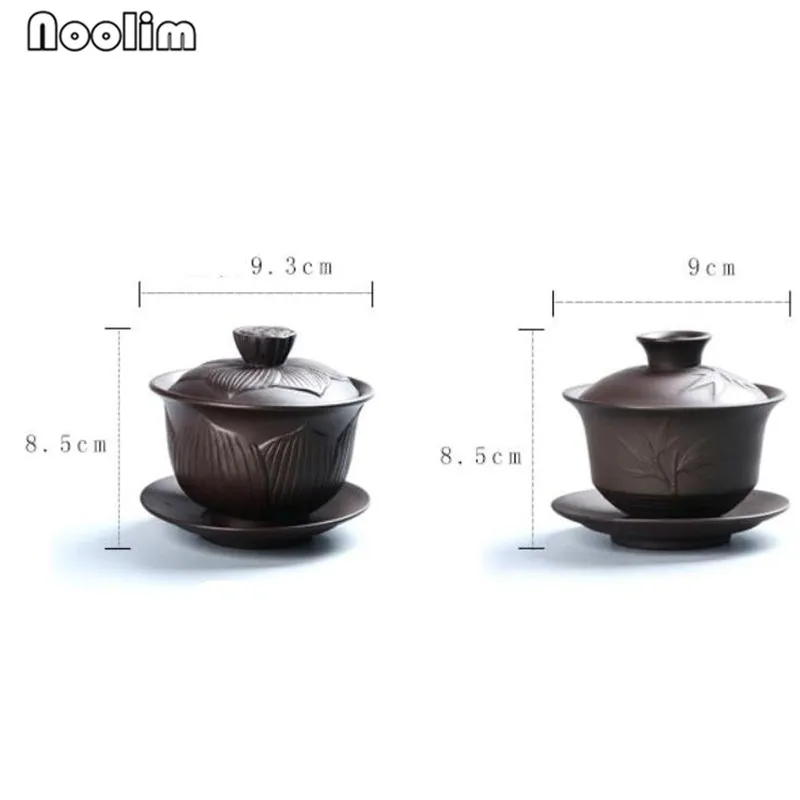 Фиолетовый Глиняный чай Gaiwan чашки лотоса и бамбука тиснение формы чашки ремесла украшения Kong Fu Чай Аксессуары